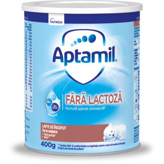 Aptamil Fără Lactoză lapte praf 400g, de la nastere Milupa