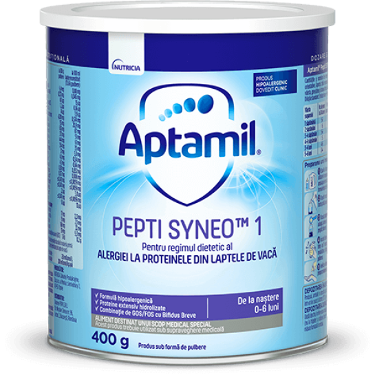 Aptamil Pepti syneo 1,  lapte praf 400g, 0-6 luni, Milupa