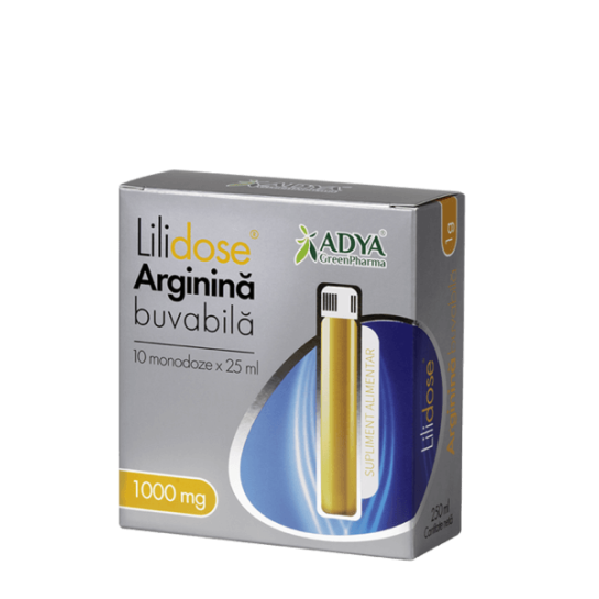 Arginină Buvabilă 1000mg Lilidose, portocală, 10 monodoze x 25 ml, Adya Green Pharma