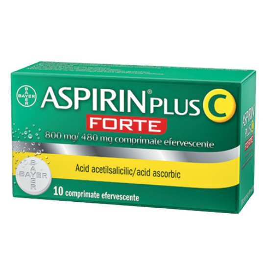 Aspirin plus C forte 800mg/480mg, 10 comprimate efervescente, Bayer