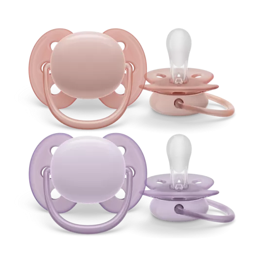 Avent suzetă ultra soft roz/mov 0-6 luni (SCF091/31)