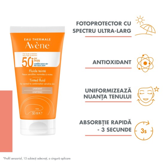 Avène sun 50+ fluid nuantator triabsorb, 50 ml