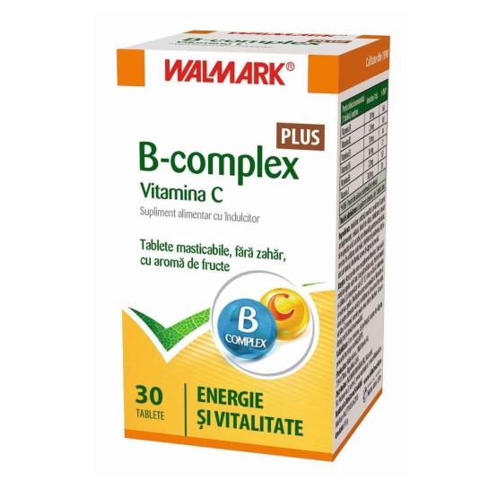 B complex + Vitamina C cu aromă de fructe, 30 capsule, Walmark