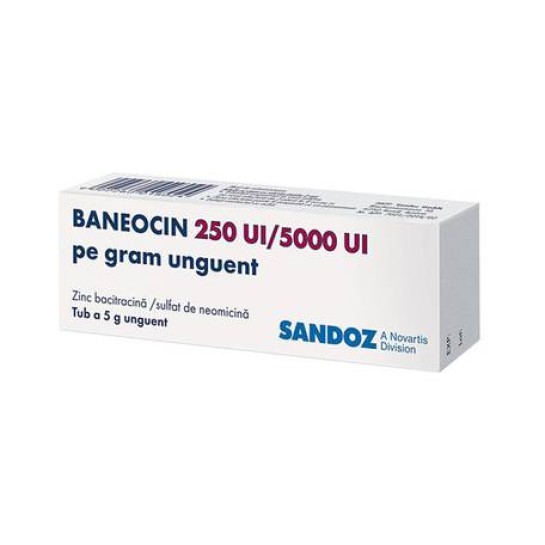 Baneocin, 250ui/5000ui/g, 5g, unguent, Sandoz