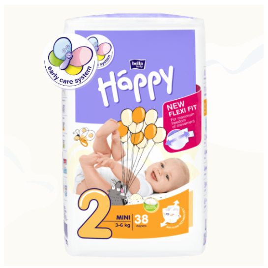 Bella Happy nr 2 scutece copii mini 3-6kg