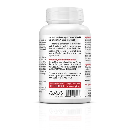 Berberine 500mg, 60 capsule, Zenyth