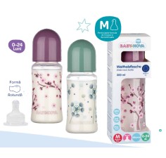 Biberon pp decor fara bpa 300ml cu gat larg si tetine cu sistem anticolici, Babynova