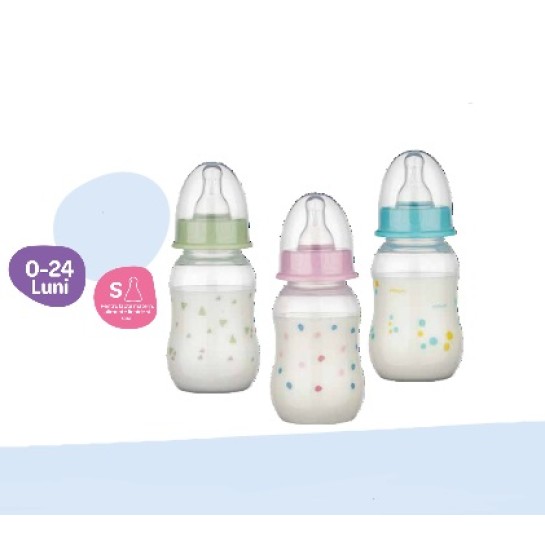 Biberon pp fara bpa 130ml decor buline, tetina rotunda, medium, Babynova