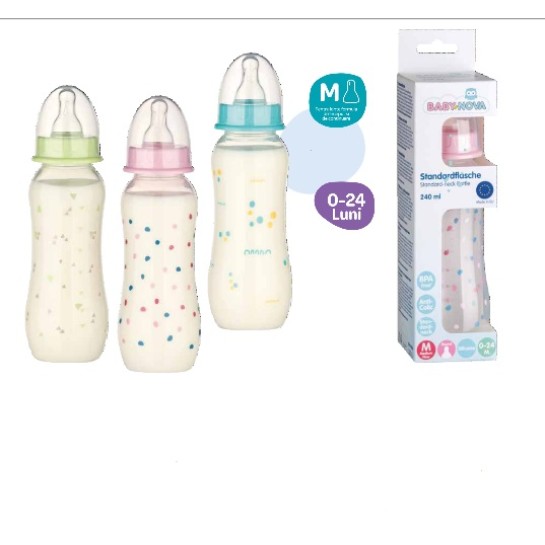 Biberon pp fara bpa 240ml decor buline, tetina rotunda, medium, Babynova