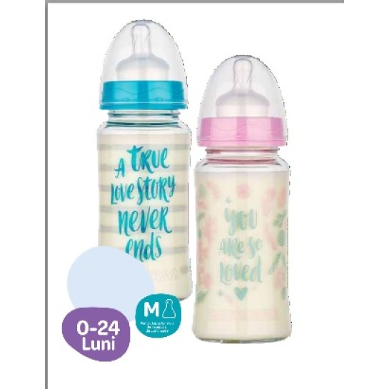 Biberon sticla gat larg tetina soft+natural anticolici 240ml, Babynova