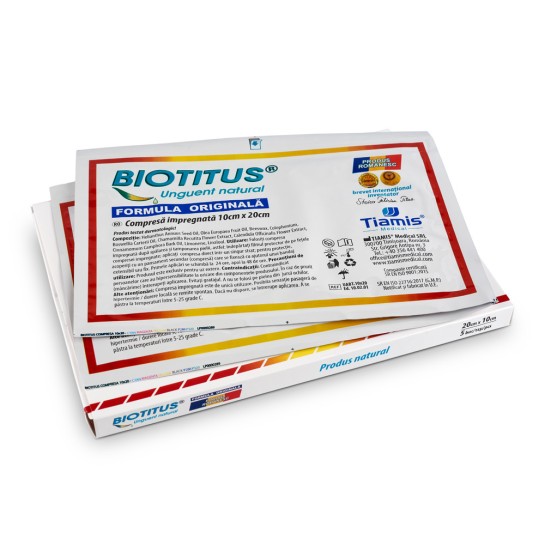 Biotitus Comprese impregnate formula originala, 10x20, 5 bucati, Tiamis Medical