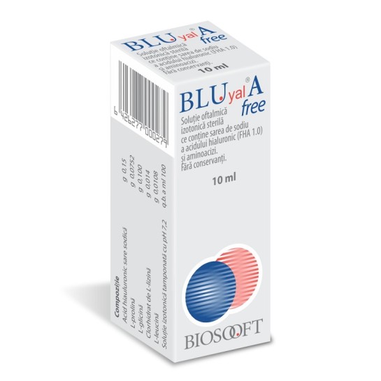 Blu Yal A Free, 0.15%, solutie oftalmică, 10ml, Biosooft