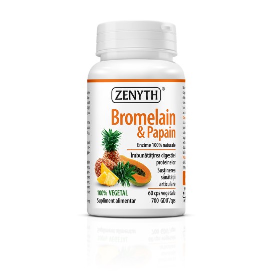 Bromelain & Papain, enzime digestive,60 capsule, Zenyth