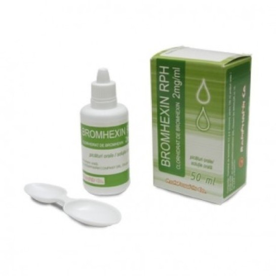 Bromhexin, picături orale/solutie orală, 2mg/ml, 50ml, Rompharm