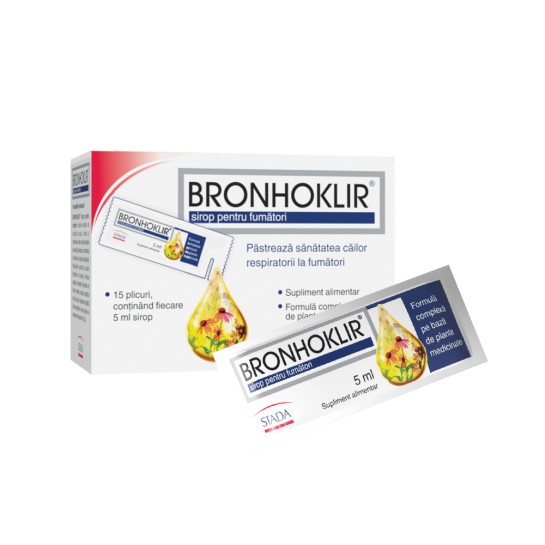 Bronhoklir, sirop fumatori, 15 plicuri, Stada
