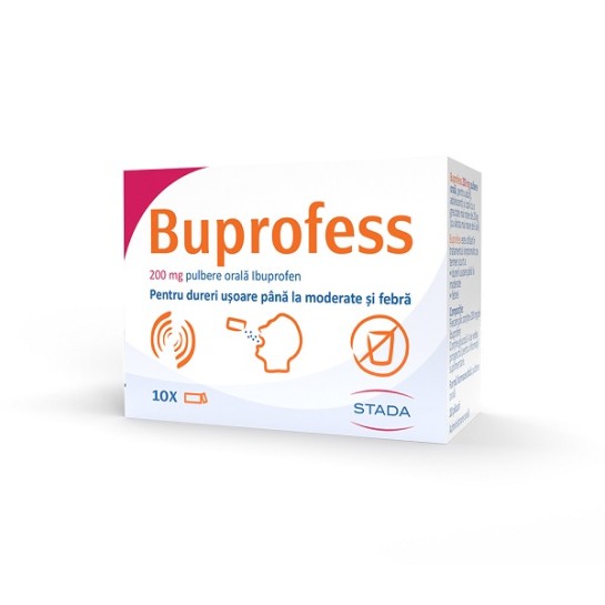 Buprofess, 200mg pulbere orală, 10 plicuri, Stada