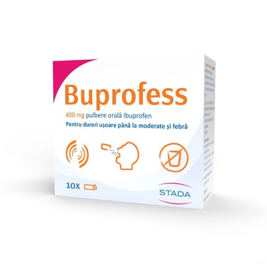 Buprofess, 400mg pulbere orală, 10 plicuri, Stada