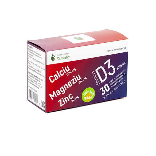 Ca + Mg + Zn + D3, 30 plicuri, Remedia