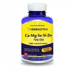 Ca+Mg+Se+Si+Zn cu Vitamina D3, complex forte, 120 capsule, Herbagetica