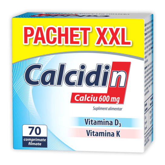 Calcidin, Calciu 600mg, 70 comprimate, pachet XXL, Zdrovit