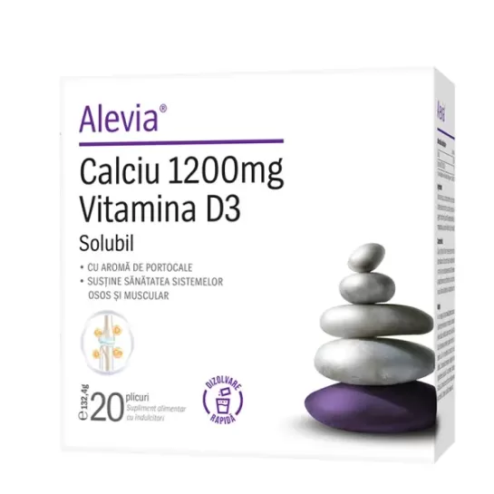 Calciu 1200mg Vitamina D3 20plicuri, Alevia