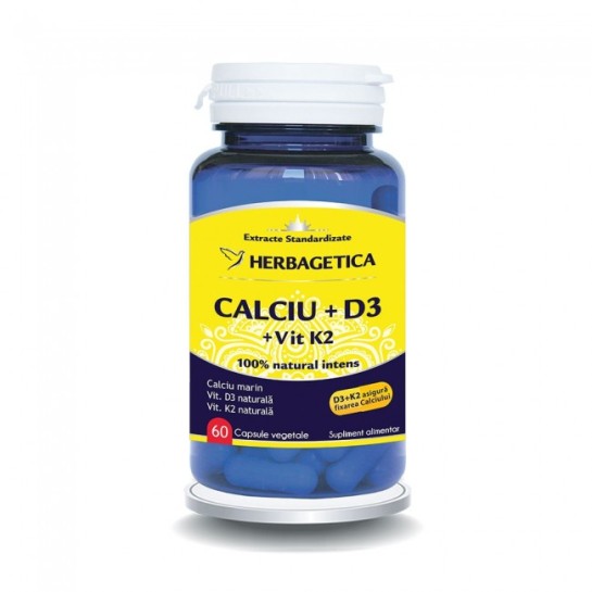 CALCIU+D3 cu vitamina K2 60 capsule, Herbagetica