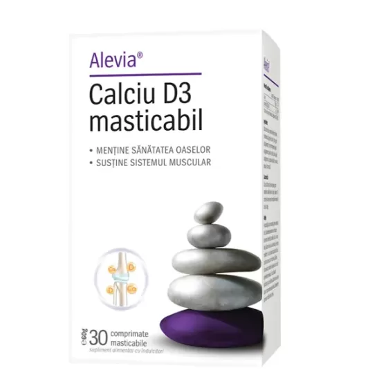 Calciu D3 masticabil, 30 comprimate, Alevia