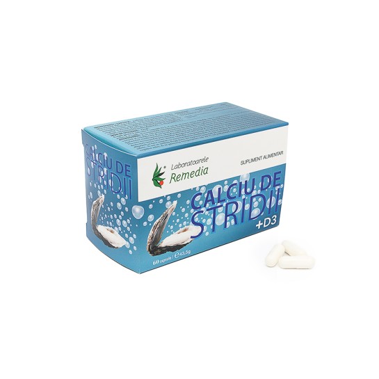 Calciu de stridii + D3, 60 capsule, Remedia