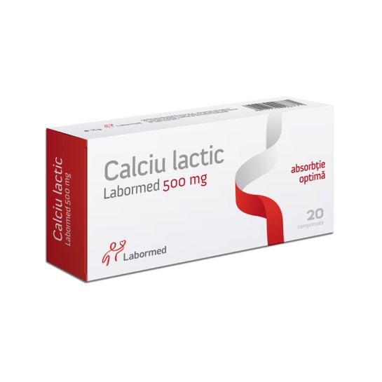 Calciu lactic, 500mg, 20 comprimate, Labormed