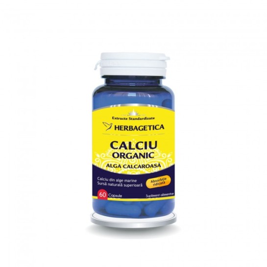 Calciu organic alga calcaroasa 60 capsule, Herbagetica