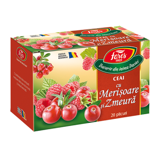 Ceai cu merisoare si zmeură, 20 plicuri, Fares