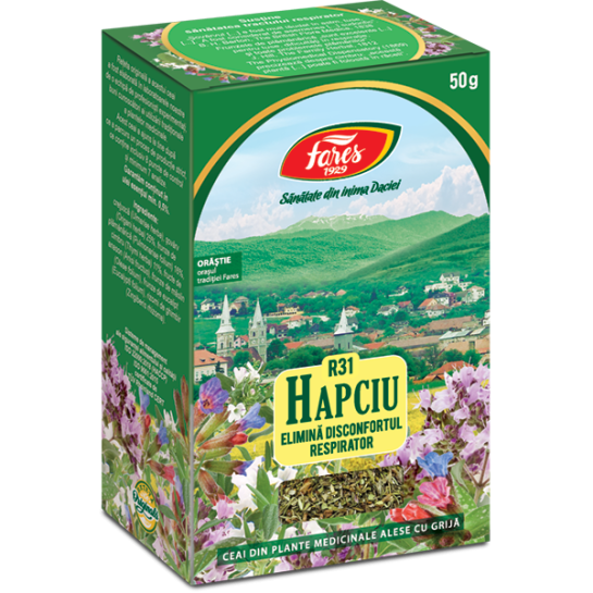 Ceai Hapciu, R31, elimină disconfortul respirator, 50g, Fares
