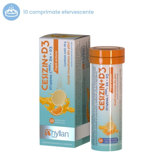 Cesizin + D3, 10 comprimate efervescente, Hyllan