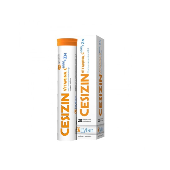 Cesizin Vitamina C 1000 + Zn, 20 comprimate efervescente, Hyllan