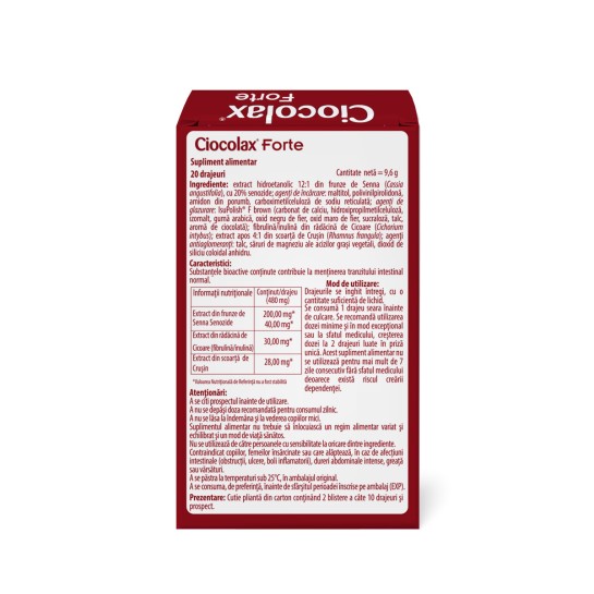 Ciocolax Forte, 20 drajeuri, Labormed, supliment alimentar cu un puternic efect laxativ stimulant