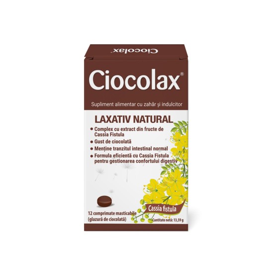 Ciocolax, laxativ natural cu glazură de ciocolată, 12 comprimate, Labormed