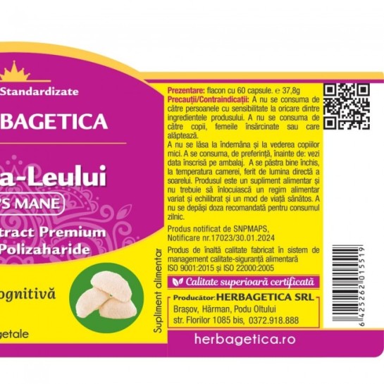 Coama Leului 60 capsule vegetale, Herbagetica