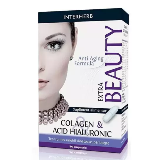 Colagen si acid hialuronic Extra, 30 capsule, Interherb