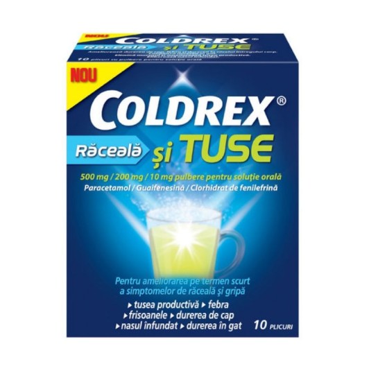 Coldrex răceală si tuse, pulbere suspensie orală, 10 plicuri, Perrigo