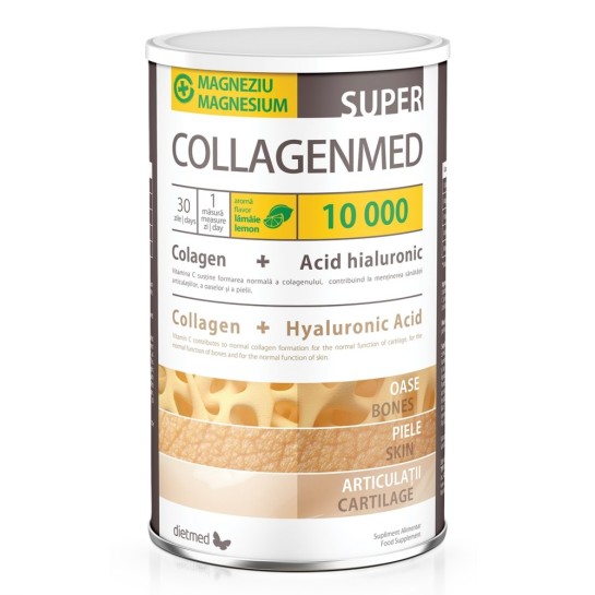 Collagenmed Super 10000 + Magnesium lămaie,  450g, Dietmed