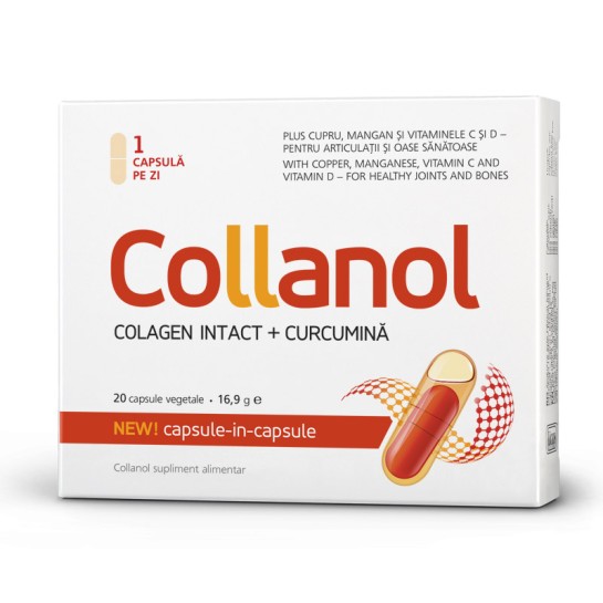 Collanol, colagen intact si curcumină, 20 capsule, Vitaslim