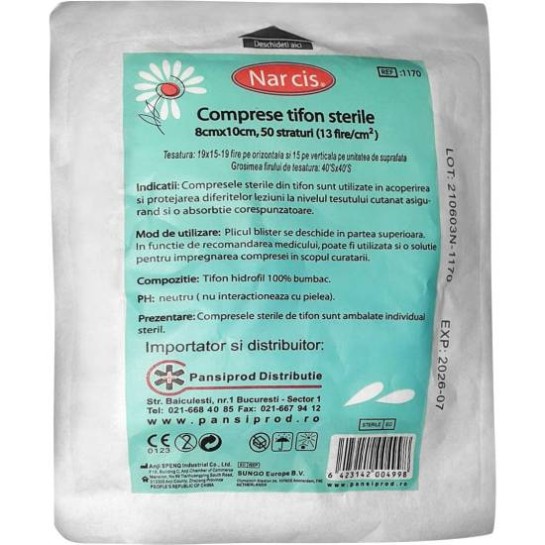 Comprese sterile, 8cm x 10cm, Narcis