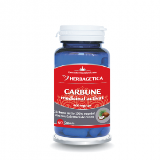 Cărbune Medicinal Activat 60 capsule, Herbagetica