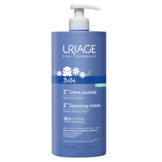 Uriage bebe, 1er Cremă de curătare cu spumă, fără săpun, 1 litru