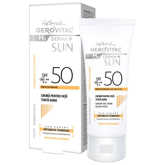 Cremă pentru Fată SPF 50 Tentă Aurie Derma+ Sun 50ml