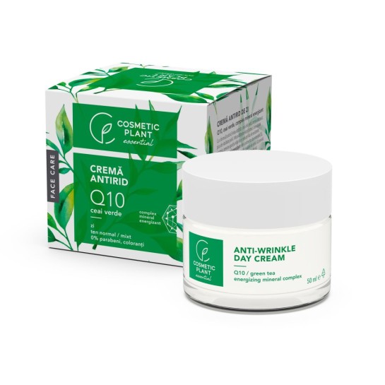 Cremă antirid de zi Q10 + ceai verde si complex mineral energizant, 50ml, Cosmetic Plant