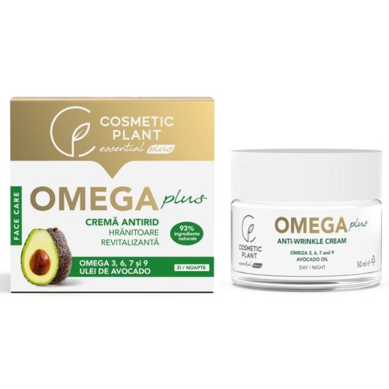 Cremă antirid hrănitoare si revitalizantă OMEGA Plus cu Omega 3, 6, 7, 9 & ulei de avocado, 50ml, Cosmetic Plant