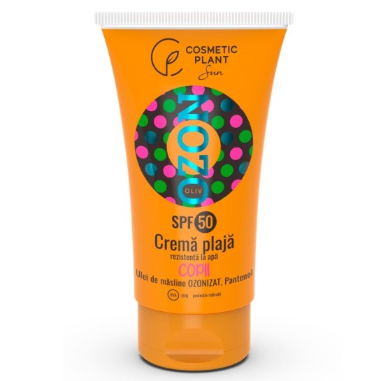 Cremă plajă rezistentă la apă pentru copii OZON SPF50 cu ulei de măsline ozonizat si pantenol, 150ml, Cosmetic Plant