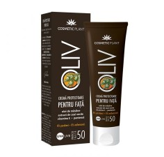 Crema protectoare pentru fata OLIV cu SPF50 cu ulei de masline, ceai verde, vitamina E si pantenol, 50ml, Cosmetic Plant