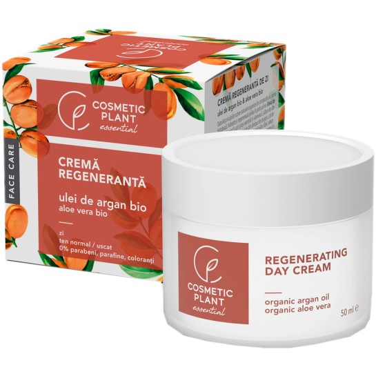 Cremă regenerantă de zi cu ulei de argan bio si extract bio de aloe vera, 50ml, Cosmetic Plant